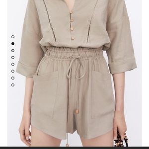 Zara linen blend romper - sand